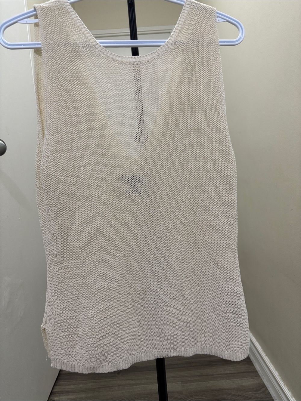 Sleeveless Knit Tank Top in Light Cream